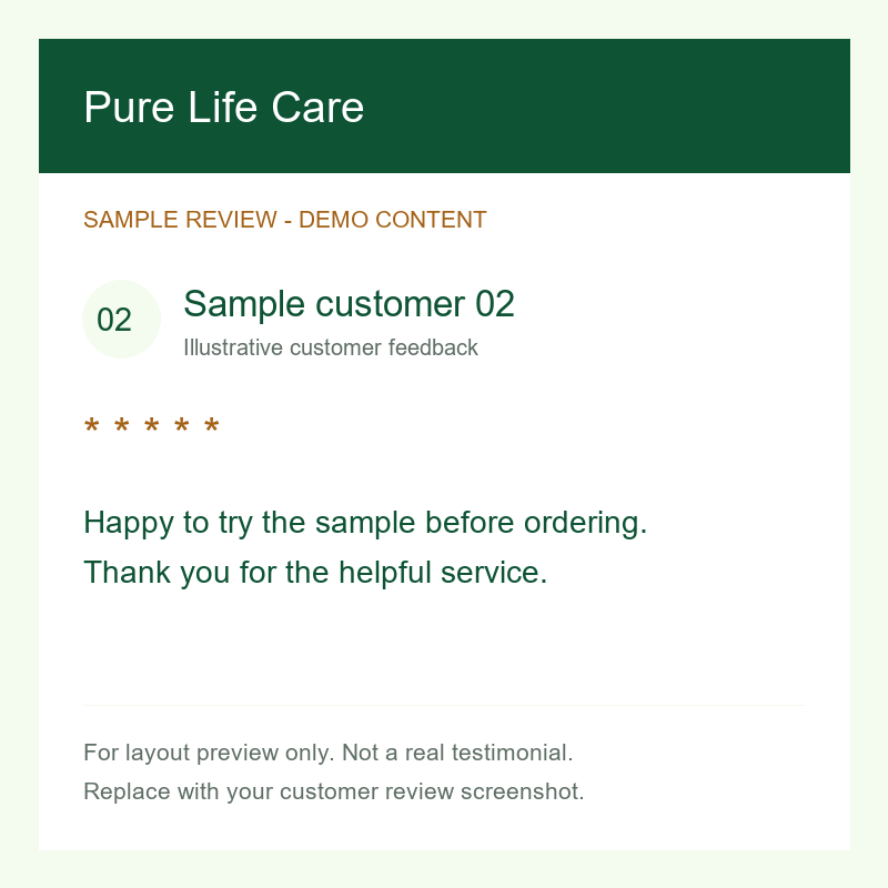 Sample customer 02 - demo review, not a real testimonial
